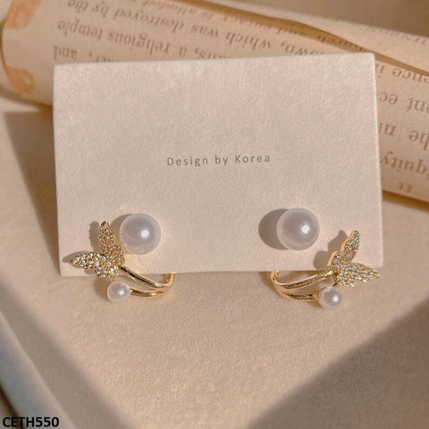 Elevate your style with our CETH550 LSH Butterfly/Pearl Stud Tops Pair - CETH. These fashion jewelry pieces are perfect for adding a touch of elegance to any outfit. Made with high-quality materials, they are durable and long-lasting. Enhance your look with these fashionable accessories from TJ Wholesale Pakistan.