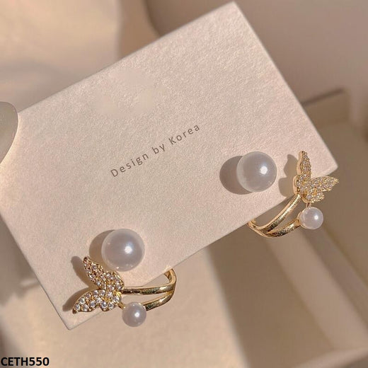 Elevate your style with our CETH550 LSH Butterfly/Pearl Stud Tops Pair - CETH. These fashion jewelry pieces are perfect for adding a touch of elegance to any outfit. Made with high-quality materials, they are durable and long-lasting. Enhance your look with these fashionable accessories from TJ Wholesale Pakistan.