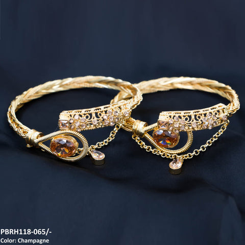 PBRH118 MZM Flower Bangles Pair - PBRH