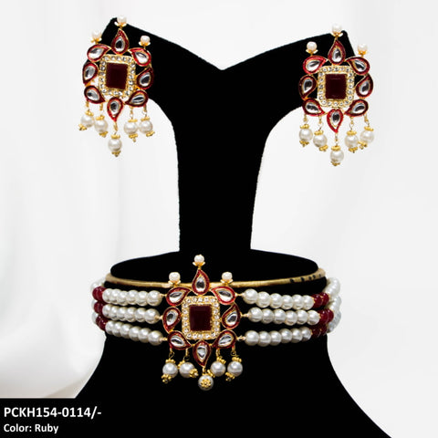 PCKH154 SDQ Chorsi/Saru Pearl Chokar Set - PCKH