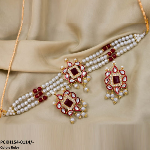 PCKH154 SDQ Chorsi/Saru Pearl Chokar Set - PCKH