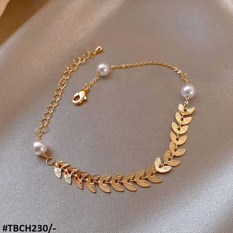 TBCH230 XST Leaves/Pearl Chain Bracelet Adjustable - CBCH