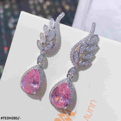 TEDH285 GWH Leaf Teardrop ZIRCON Earring - TEDH