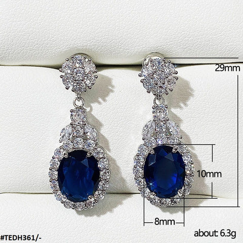 TEDH361 CSH Oval Cushion Drop Earrings Pair - TEDH