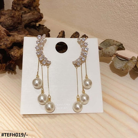 TEFH019 YQG Drop Pearl Ear Cuffs Pair - TEFH