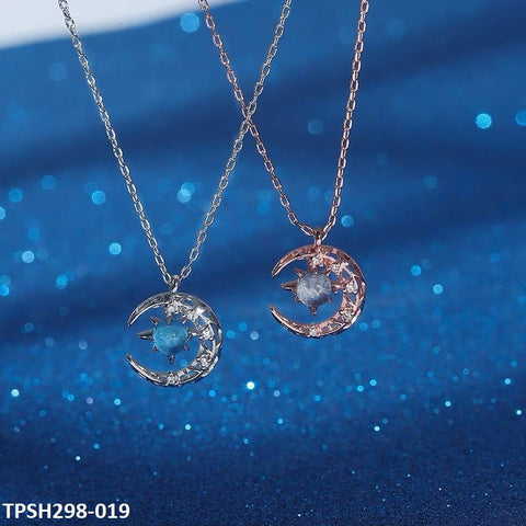 Stay on-trend with the TPSH298 XST Moon/Aqua Curb Chain Pendant from TJ Wholesale Pakistan. This fashion accessory is crafted with artificial jewelry to add a touch of elegance to any outfit. Upgrade your jewelry collection with this stylish piece.