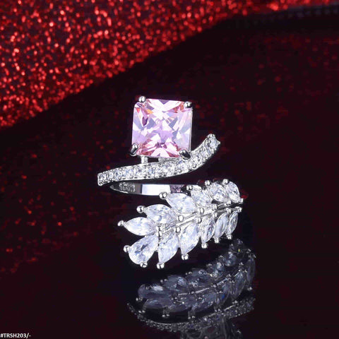 TRSH203 GWH Square Leaf's ZIRCON Adjustable Ring - TRSH