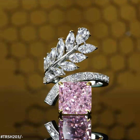 TRSH203 GWH Square Leaf's ZIRCON Adjustable Ring - TRSH