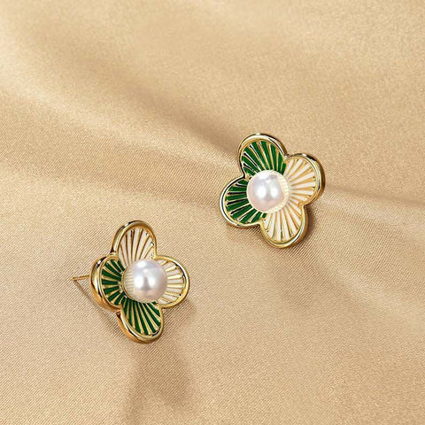 CETH344 SYB Painted Line Flower Stud Tops Pair - CETH